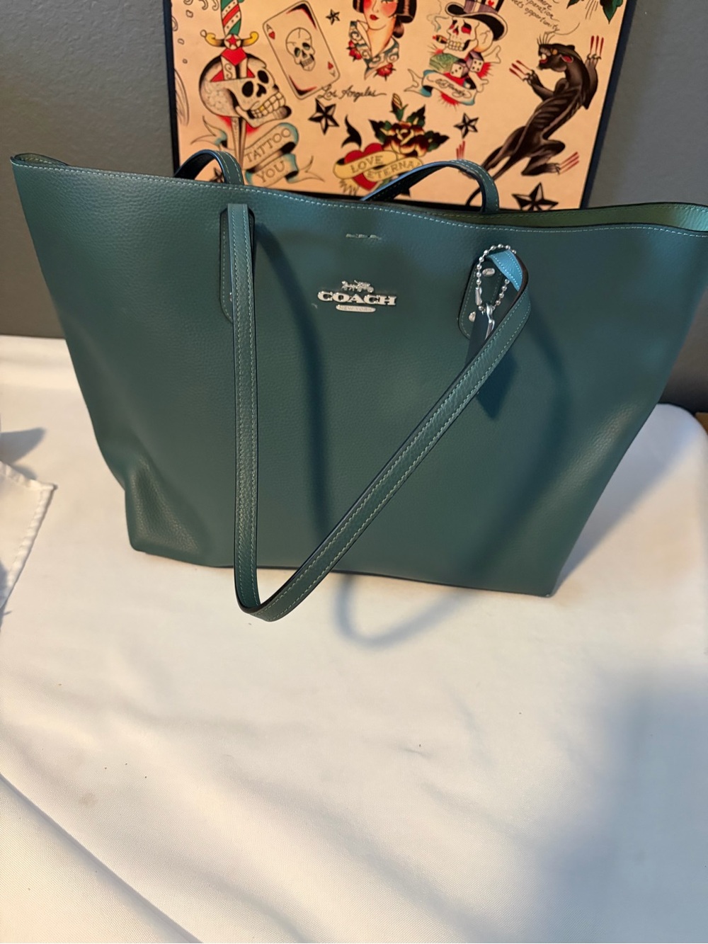 Coach Town Tote in Green Pebbled Leather 72673